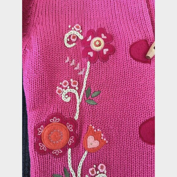 The Children's Place Pink Floral Knit Hooded Cardigan Sweater size Girls L 10/12 - Picture 7 of 7